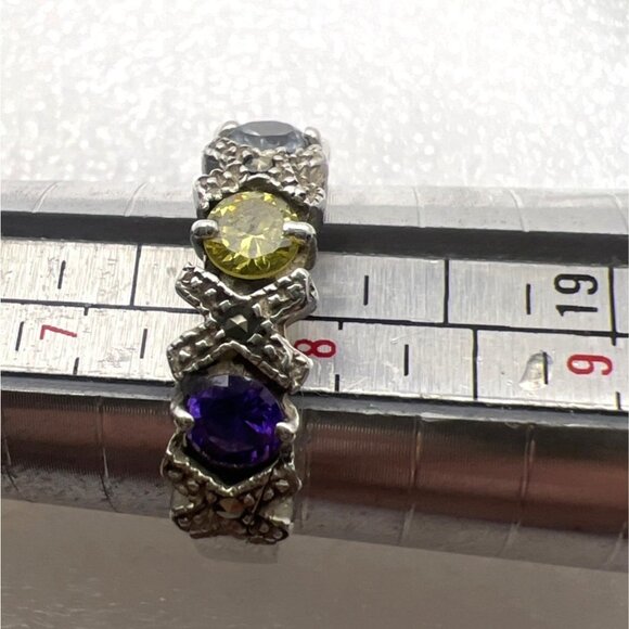 Sterling Silver Ring XOXO Amethyst Citrine Blue Topaz Marcasites Sz7.75 - Picture 8 of 8